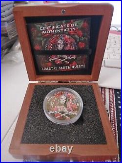 2023 Mexico Libertad Santa Muerte Coin 1 oz Colorized. 999 Silver in Box lot#535