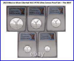 2023 Mexico Libertad Silver NGC PF70 ULTRA CAMEO Proof Set=THE BEST & 1 SET LEFT