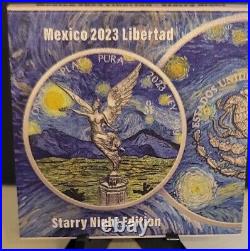 2023 Mexico Libertad Starry Night 1oz Fine Silver. 999 Coin # 381/500 Mintage