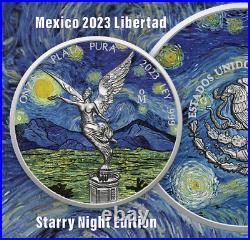 2023 Mexico Libertad Starry Night Edition Coin Colorized 1 oz. 999 Silver