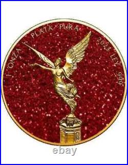 2023 Mexico Precious Gemstones Ruby Libertad 1 oz Silver Coin Mintage of 500