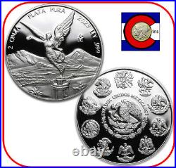 2023 Mexico Proof 2 oz 0.999 Silver Libertad Coin in Mint capsule