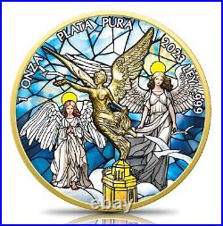 2023 Mexico libertad 1 Oz Silver Stained Glass Heaven Edition with Sleeve & COA