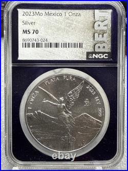 2023 Mo Mexico 1 Onza oz Silver Libertad NGC MS70 Early Releases KM#639