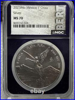2023 Mo Mexico 1 Onza oz Silver Libertad NGC MS70 Early Releases KM#639