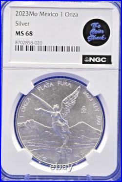 2023 Mo Mexico 1 Silver Libertad. NGC Graded MS 68. Coin Shark Ser #317