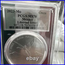 2023-Mo Mexico 1oz BU Silver Libertad PCGS MS70 Flag Holder