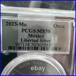 2023-Mo Mexico 1oz BU Silver Libertad PCGS MS70 Flag Holder