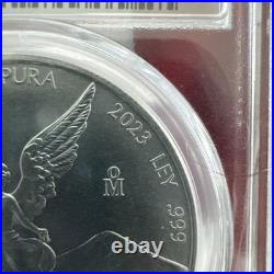 2023-Mo Mexico 1oz BU Silver Libertad PCGS MS70 Flag Holder