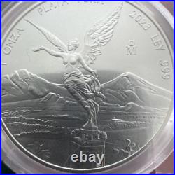 2023-Mo Mexico 1oz BU Silver Libertad PCGS MS70 Flag Holder