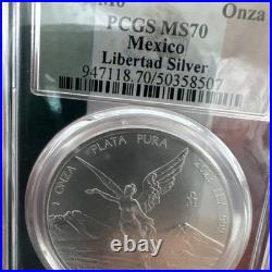 2023-Mo Mexico 1oz BU Silver Libertad PCGS MS70 Flag Holder