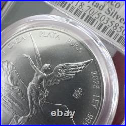 2023-Mo Mexico 1oz BU Silver Libertad PCGS MS70 Flag Holder