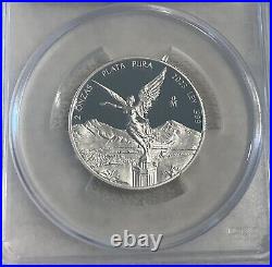 2023-Mo Mexico 2 oz Silver Libertad PCGS First Day of Issue PR70DCAM