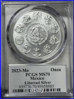 2023-Mo Mexico Onza PCGS MS-70 1oz Silver Libertad Ultra Breaks
