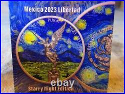 2023 STARRY NIGHT Mexico Libertad Colorized 1 oz Silver Coin