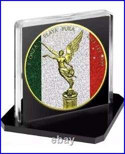 2023 mexico libertad 1oz Silver Diamond Flag 24k Gold/Diamond Dust 500 minted