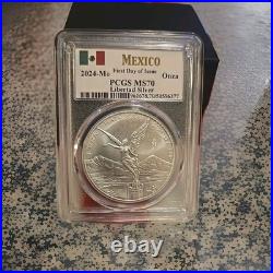 2024 1 OZ Silver Libertad PCGS MS70 FDOI First Strike