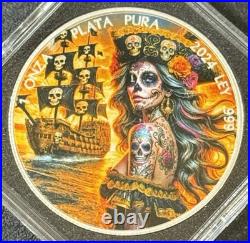 2024 1 Oz. 999 Silver Mexico Libertad Color Dia De Los Muertos Series Pirates