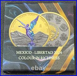 2024 1 Oz. 999 Silver Mexico Libertad Colour In Richness Chameleon Effect /300