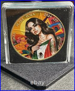 2024 1 Oz. 999 Silver Mexico Libertad Mexican Beauties 24k Gold and Colorized
