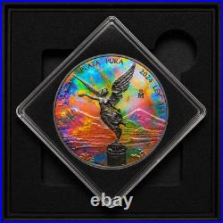 2024 1 Oz Silver Libertad Galaxy Opal Ruthenium Colorized LE 500 with Box COA