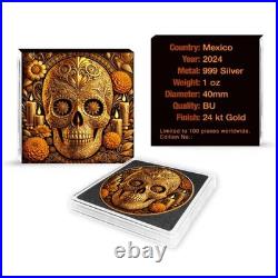 2024 1 oz Mexican Libertad Calavera Dorada 24k Gold Gilded Colorized Silver Coin 2024 1 oz Mexican Libertad Calavera Dorada 24k Gold Gilded Colorized Silver Coin