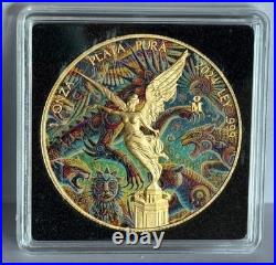 2024 1 oz Mexican Libertad Los Alebrijes 24k Gilded Colorized Silver Coin