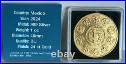 2024 1 oz Mexican Libertad Los Alebrijes 24k Gilded Colorized Silver Coin