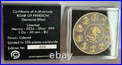 2024 1 oz Mexico Diamond Roar of Freedom Libertad Silver Color Coin