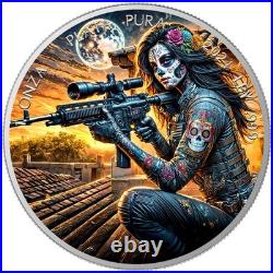 2024 1 oz Mexico Libertad Dia De Los Muertos Sniper Silver Color Coin