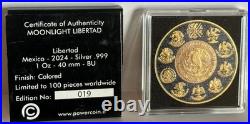 2024 1 oz Mexico Libertad Diamond Moonlight Silver Color Coin mintage 100