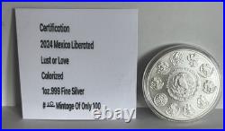 2024 1 oz Mexico Libertad Love or Lust Silver Art Coin with COA