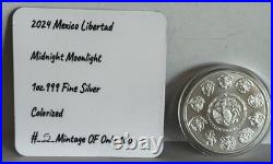 2024 1 oz Mexico Libertad Midnight Moonlight Silver Art Coin with COA