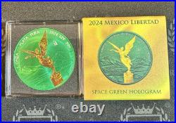 2024 1 oz Silver Libertad Space Green Hologram. 999 Fine ONLY 399 MINTED