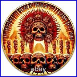 2024 1oz Silver Libertad The Huey Tzompantli Great Skull Rack 24K Gilded