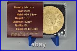 2024 1oz Silver Libertad The Huey Tzompantli Great Skull Rack 24K Gilded
