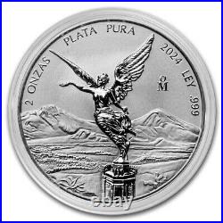 2024 2oz Silver Mexico Libertad Reverse Proof In Mint Capsule