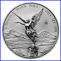 2024 2oz Silver Mexico Libertad Reverse Proof In Mint Capsule