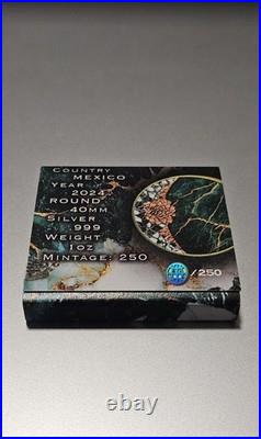 2024 Gilded Mexico Libertad Colorized Jade Stone 1oz. 999 Silver