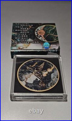 2024 Gilded Mexico Libertad Colorized Jade Stone 1oz. 999 Silver