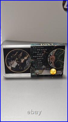2024 Gilded Mexico Libertad Colorized Jade Stone 1oz. 999 Silver Coin