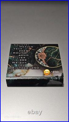 2024 Gilded Mexico Libertad Colorized Jade Stone 1oz. 999 Silver Coin