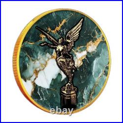 2024 Gilded Mexico Libertad Colorized Jade Stone 1oz. 999 Silver Coin Limited