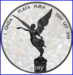2024 Libertad MOTHER OF PEARL Black Platinum 1oz Silver Coin Mexico Sale