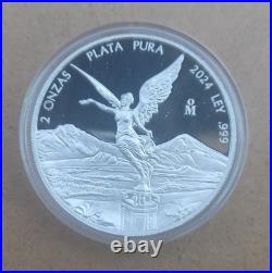 2024 MO Mexico 2 Onzas 2 oz. 999 Fine Proof Silver Libertad Coin
