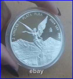 2024 MO Mexico 2 Onzas 2 oz. 999 Fine Proof Silver Libertad Coin