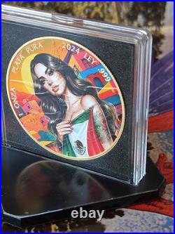 2024 Mexican Libertad 1 oz Colorized Silver Coin 24k Gold Accents Low Mint 500