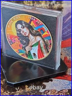 2024 Mexican Libertad 1 oz Colorized Silver Coin 24k Gold Accents Low Mint 500