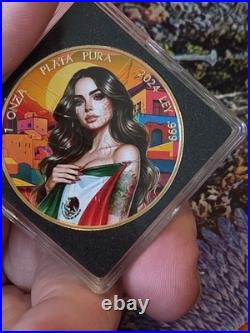 2024 Mexican Libertad 1 oz Colorized Silver Coin 24k Gold Accents Low Mint 500
