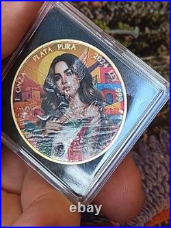 2024 Mexican Libertad 1 oz Colorized Silver Coin 24k Gold Accents Low Mint 500